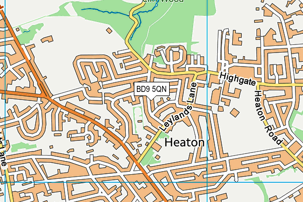 BD9 5QN map - OS VectorMap District (Ordnance Survey)