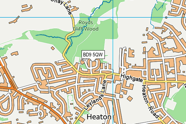 BD9 5QW map - OS VectorMap District (Ordnance Survey)