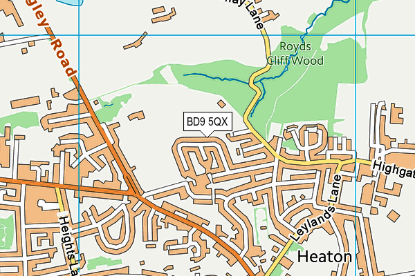 BD9 5QX map - OS VectorMap District (Ordnance Survey)