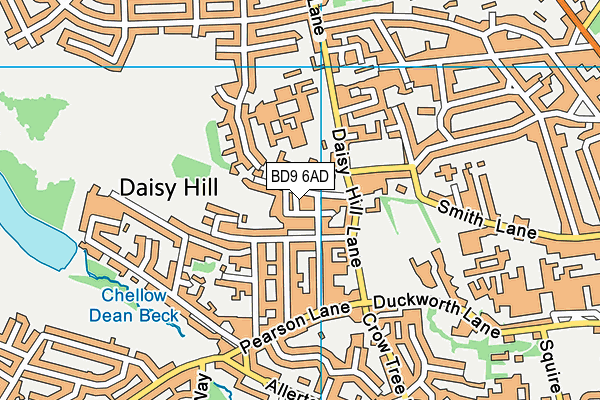 BD9 6AD map - OS VectorMap District (Ordnance Survey)