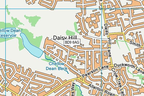 BD9 6AG map - OS VectorMap District (Ordnance Survey)