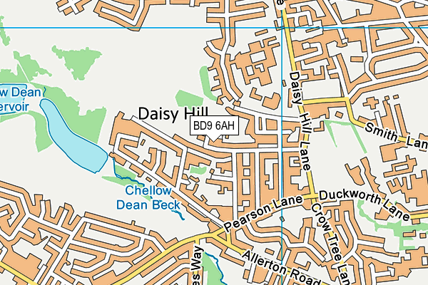 BD9 6AH map - OS VectorMap District (Ordnance Survey)