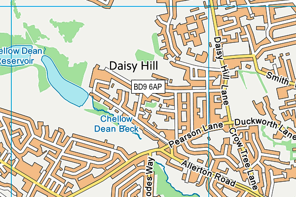 BD9 6AP map - OS VectorMap District (Ordnance Survey)