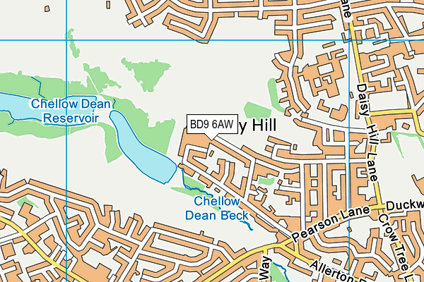 BD9 6AW map - OS VectorMap District (Ordnance Survey)