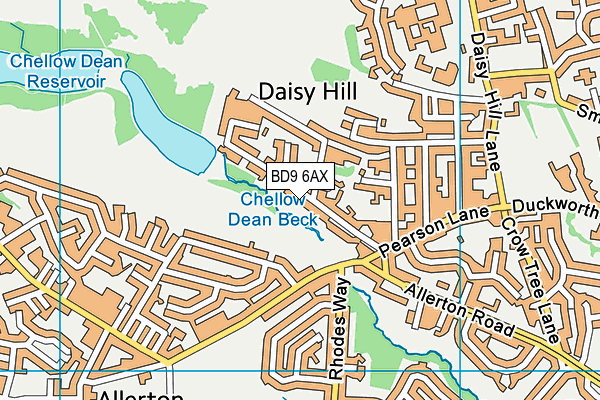 BD9 6AX map - OS VectorMap District (Ordnance Survey)