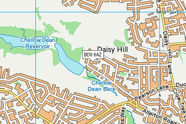 BD9 6AZ map - OS VectorMap District (Ordnance Survey)