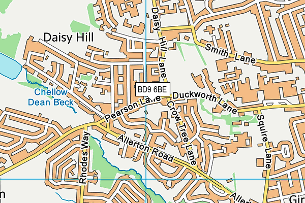 BD9 6BE map - OS VectorMap District (Ordnance Survey)