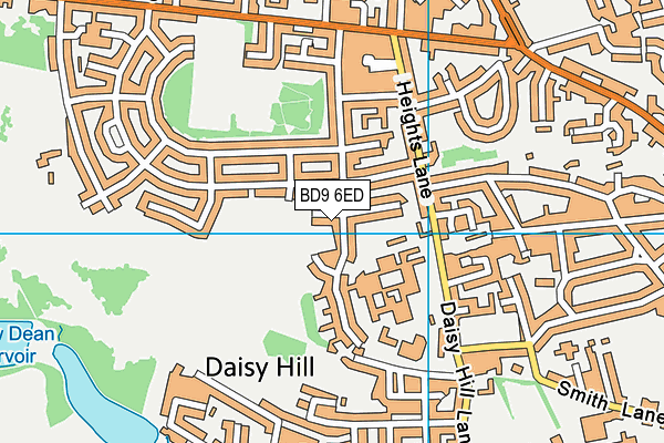BD9 6ED map - OS VectorMap District (Ordnance Survey)