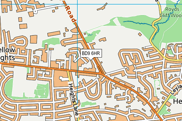 BD9 6HR map - OS VectorMap District (Ordnance Survey)