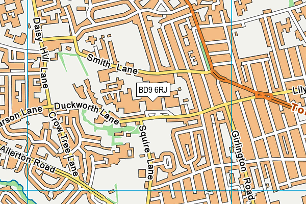 BD9 6RJ map - OS VectorMap District (Ordnance Survey)