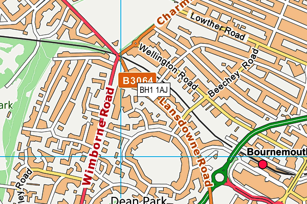 BH1 1AJ map - OS VectorMap District (Ordnance Survey)