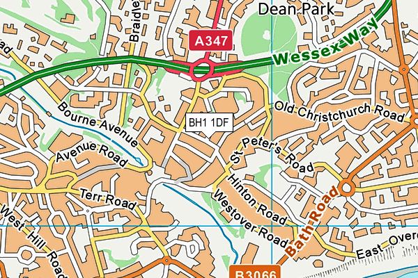 BH1 1DF map - OS VectorMap District (Ordnance Survey)