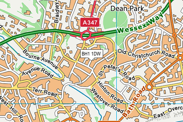 BH1 1DW map - OS VectorMap District (Ordnance Survey)