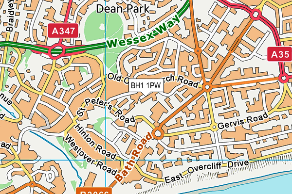 BH1 1PW map - OS VectorMap District (Ordnance Survey)