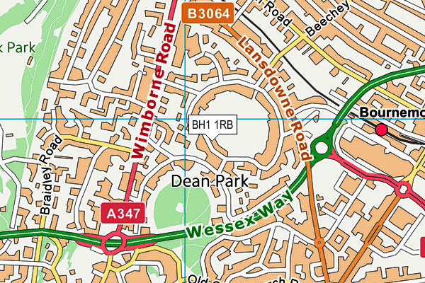 Park School (Dean Park Sports Ground) map (BH1 1RB) - OS VectorMap District (Ordnance Survey)