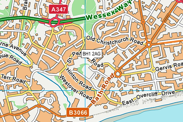 BH1 2AG map - OS VectorMap District (Ordnance Survey)