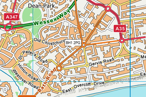 BH1 2PG map - OS VectorMap District (Ordnance Survey)