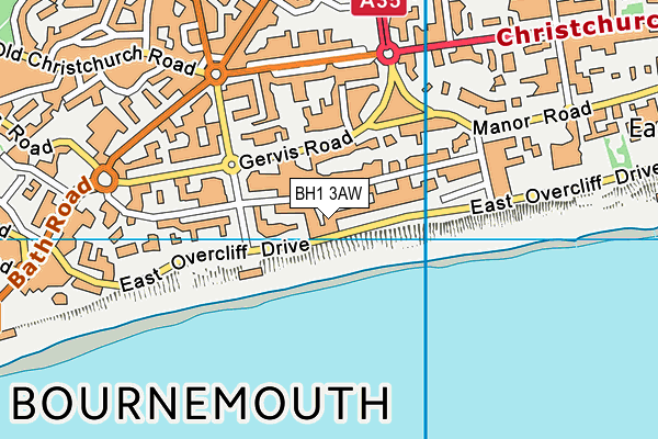 BH1 3AW map - OS VectorMap District (Ordnance Survey)