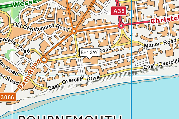 BH1 3AY map - OS VectorMap District (Ordnance Survey)