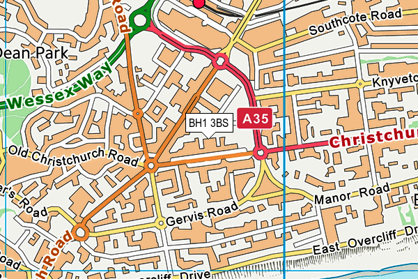 BH1 3BS map - OS VectorMap District (Ordnance Survey)