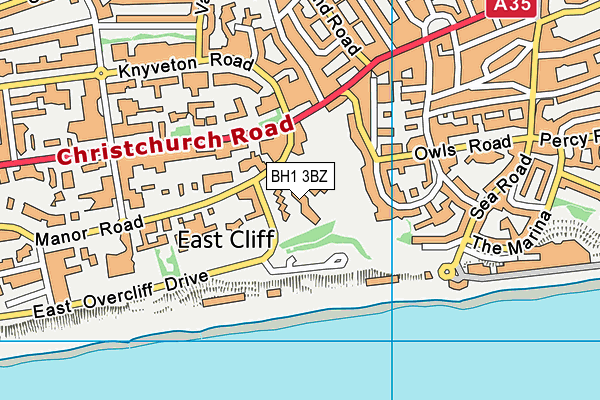 BH1 3BZ map - OS VectorMap District (Ordnance Survey)