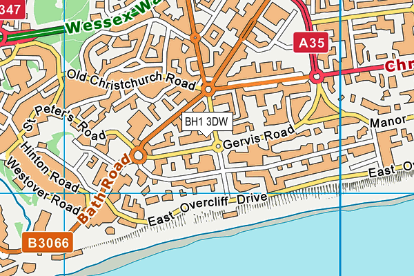 BH1 3DW map - OS VectorMap District (Ordnance Survey)