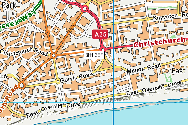 BH1 3EF map - OS VectorMap District (Ordnance Survey)