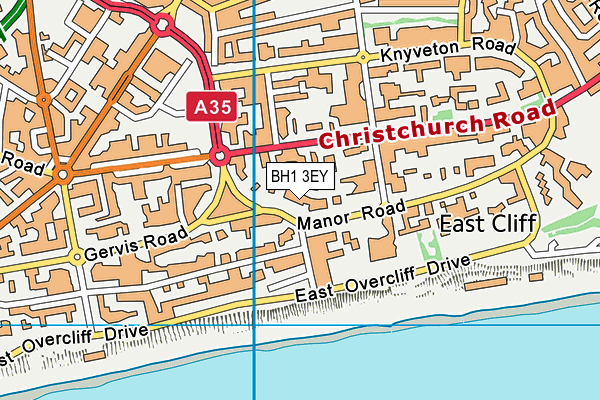 BH1 3EY map - OS VectorMap District (Ordnance Survey)