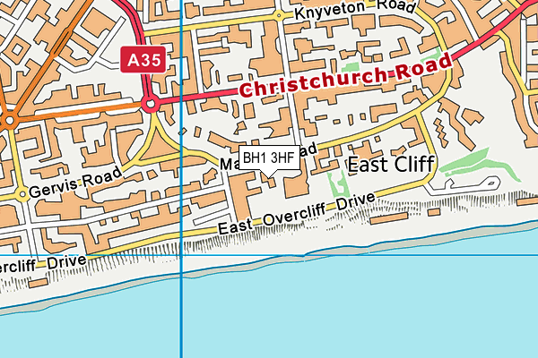 BH1 3HF map - OS VectorMap District (Ordnance Survey)