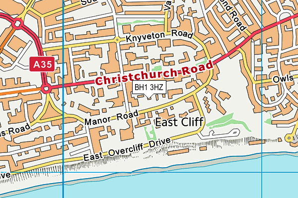 BH1 3HZ map - OS VectorMap District (Ordnance Survey)