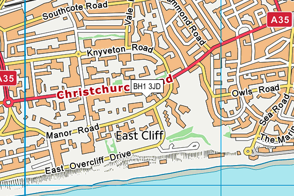 BH1 3JD map - OS VectorMap District (Ordnance Survey)