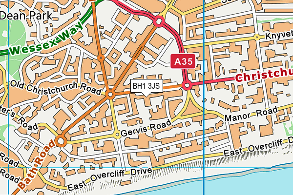 BH1 3JS map - OS VectorMap District (Ordnance Survey)