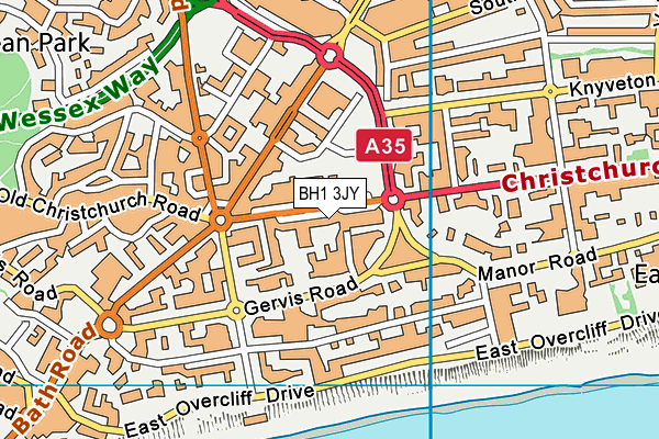 BH1 3JY map - OS VectorMap District (Ordnance Survey)