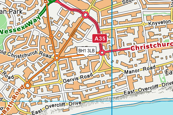 BH1 3LB map - OS VectorMap District (Ordnance Survey)