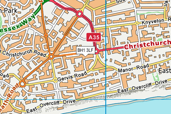 BH1 3LF map - OS VectorMap District (Ordnance Survey)