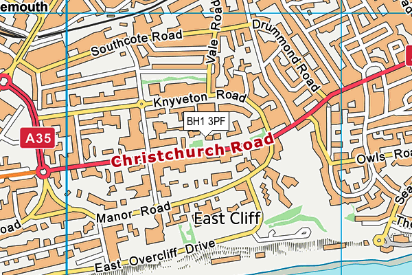 BH1 3PF map - OS VectorMap District (Ordnance Survey)