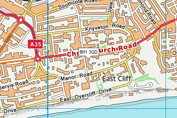 BH1 3QD map - OS VectorMap District (Ordnance Survey)