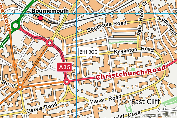 BH1 3QG map - OS VectorMap District (Ordnance Survey)