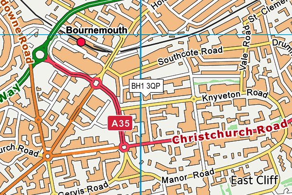 BH1 3QP map - OS VectorMap District (Ordnance Survey)