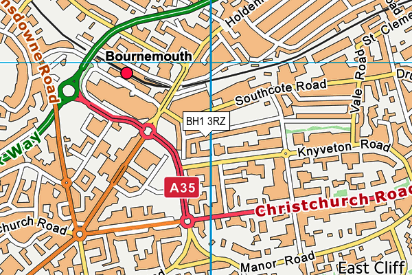 BH1 3RZ map - OS VectorMap District (Ordnance Survey)