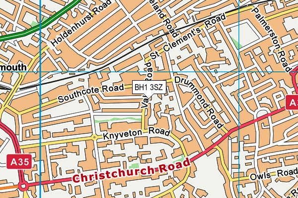 BH1 3SZ map - OS VectorMap District (Ordnance Survey)