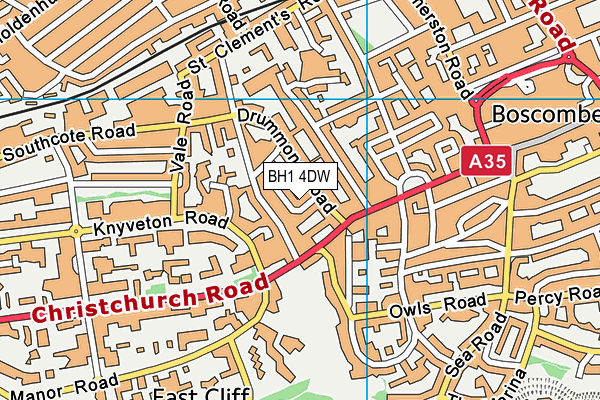 BH1 4DW map - OS VectorMap District (Ordnance Survey)