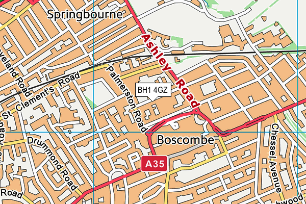 BH1 4GZ map - OS VectorMap District (Ordnance Survey)