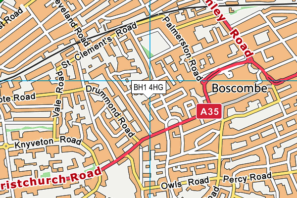 BH1 4HG map - OS VectorMap District (Ordnance Survey)