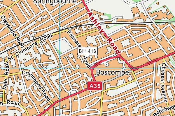 BH1 4HS map - OS VectorMap District (Ordnance Survey)