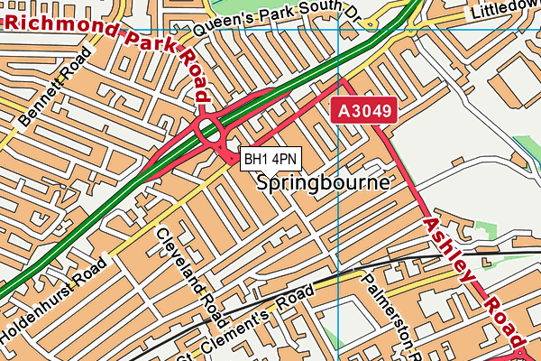 BH1 4PN map - OS VectorMap District (Ordnance Survey)