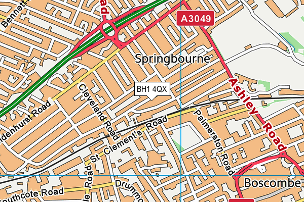 BH1 4QX map - OS VectorMap District (Ordnance Survey)