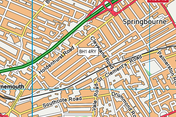 BH1 4RY map - OS VectorMap District (Ordnance Survey)