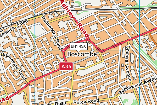 BH1 4SX map - OS VectorMap District (Ordnance Survey)