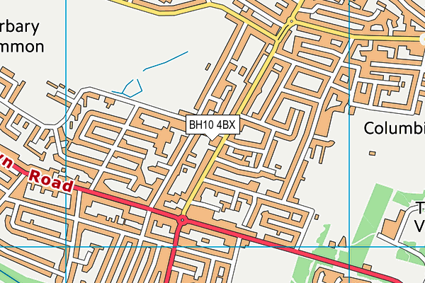 BH10 4BX map - OS VectorMap District (Ordnance Survey)